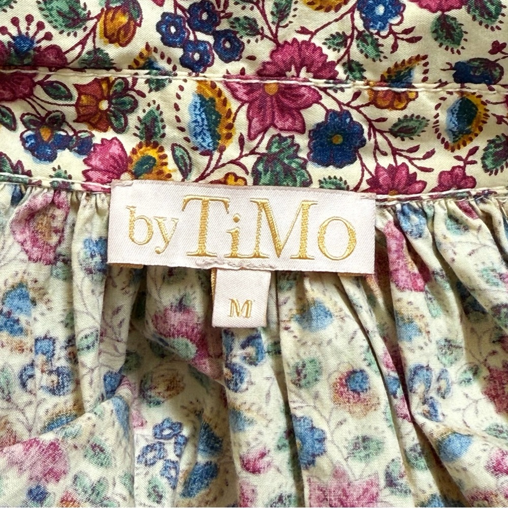 byTiMo cream pink floral print long sleeve button up poplin maxi dress - Picture 11 of 16